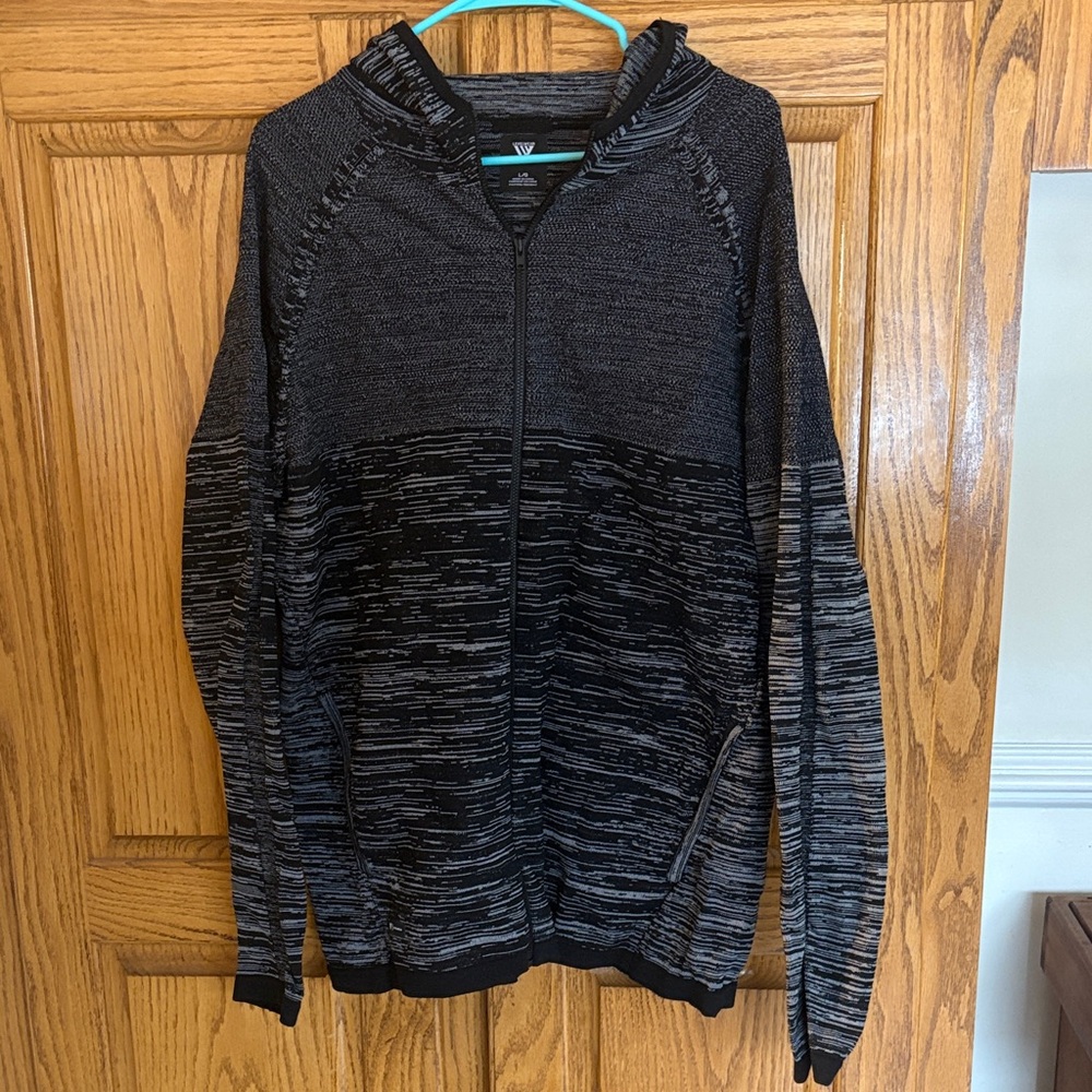 Men's Charcoal and Black Zip-Up Hoodie